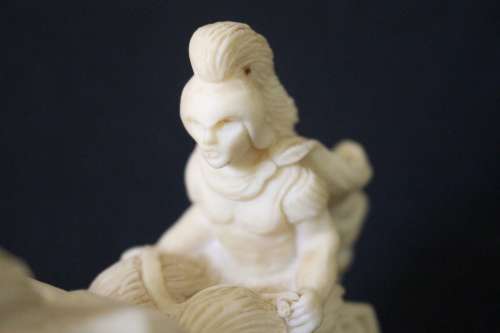 VINTAGE CHARIOT SCULPTURE SIGNED L.T.