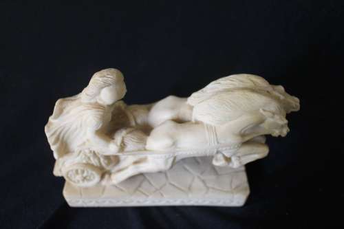 VINTAGE CHARIOT SCULPTURE SIGNED L.T.