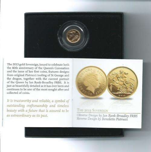 THE ROYAL MINT...2013 UK GOLD QUARTER-SOVEREIGN.