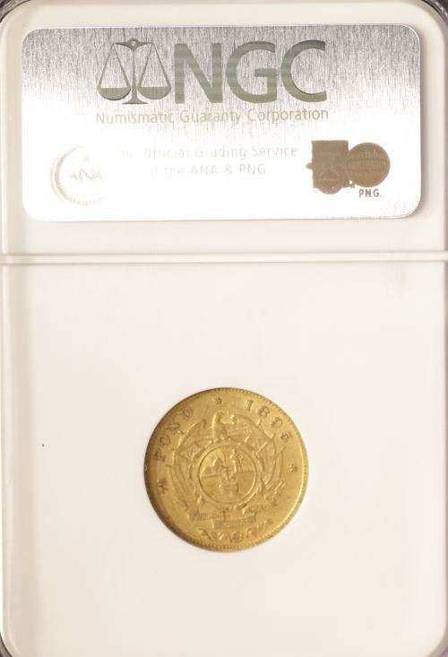 KRUGER GOLD..1895 ZAR HALFPOND GRADED XF45
