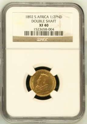 1892 ZAR KRUGER GOLD D/S  HALFPOND NGC GRADED XF40