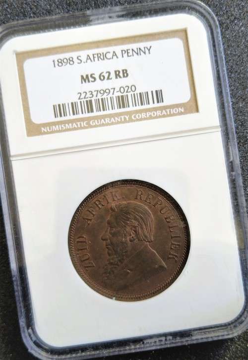 1898  ZAR KRUGER PENNY. NGC GRADED MS62RB