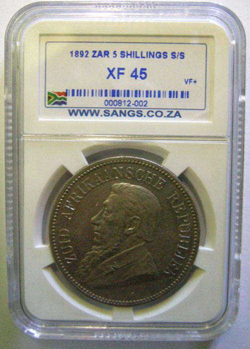 1892 Z.A.R Kruger Five Shillings S/S XF45 SANGS. Free Courier Guy Delivery