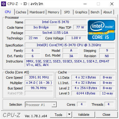 Intel® Core i5-3470 Processor Quad Core CPU