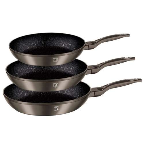 Berlinger Haus Metallic Line 3-Piece Marble Coating Fry Pan Set ( Launched in Europe 2016 )