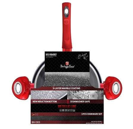 Berlinger Haus Metallic Line 3-Piece Marble Coating Cookware Set ( Launched in Europe 2016 )