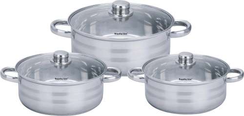 Royalty Line 6-Piece Stainless Steel Stock Pot Set with Glass Lid RL-SP6