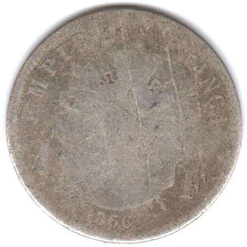 1866 1 Franc - Napoleon III coin (Silver .8350) * France * - As per scan