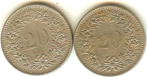 1976 20 RAPPEN - Switzerland - As per scan (Bidding per coin)