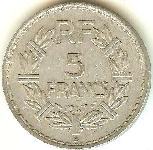 1947 5 Francs - France ** As per Scan
