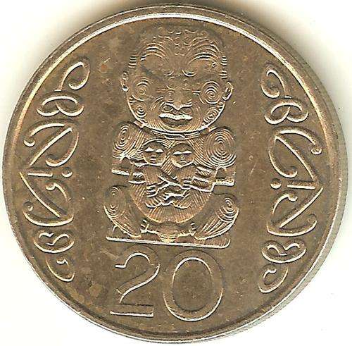 1990 20 Cents - Elizabeth II - New Zealand ** As per Scan **