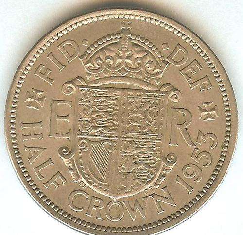 1953 BRITISH HALF 1/2 CROWN