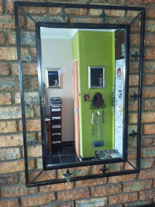 Stunning Large Solid Cast Iron Frame with Mirror!!!!  Beautiful item!