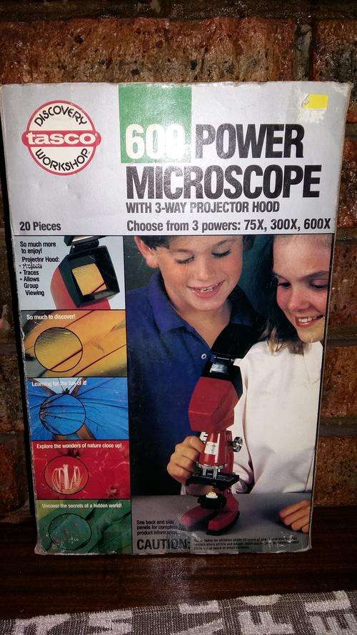 Vintage 600 Power Microscope with 3-way projector hood!!