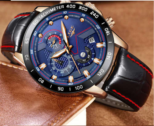 LIGE Top Luxury Brand Watch Men's Fashion Casual Waterproof Quartz Watch Men Leather Military 9874