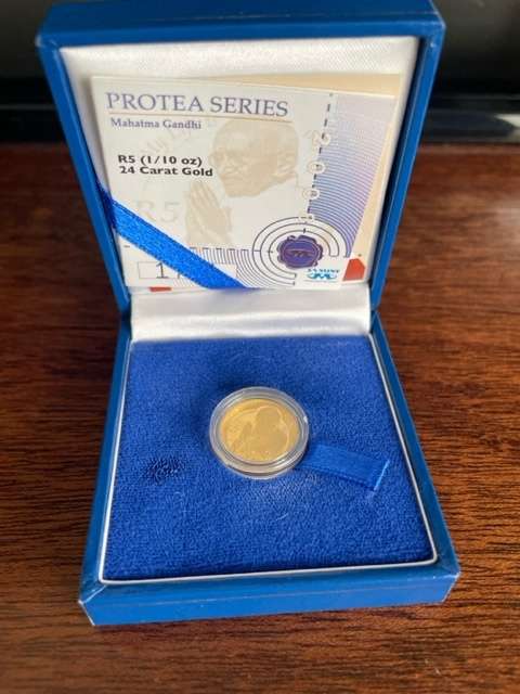 1/10 ounce 24K Gold Ghandi Sa mint coin  2008