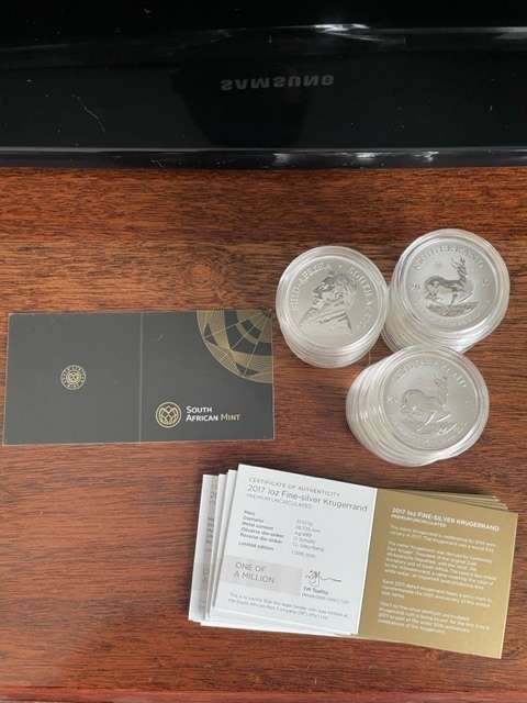 2017 krugerrand one ounces silver with certifcates 15 available