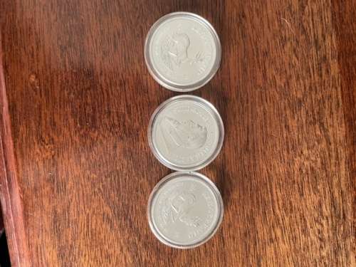 Bullion 2018 silver Kurgerrands uncircullated 3 coins one ounce silver