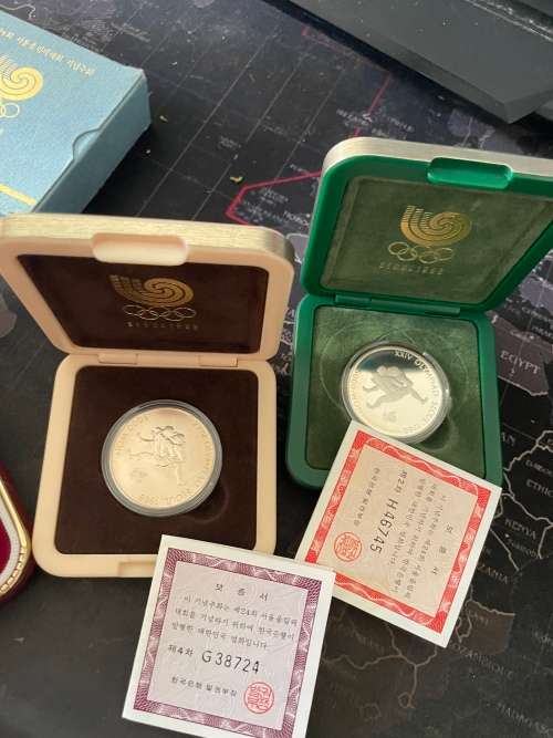 5 Troy ounces of proof silver all 0.925 SA mint, Mandela R50, Korean silver coins