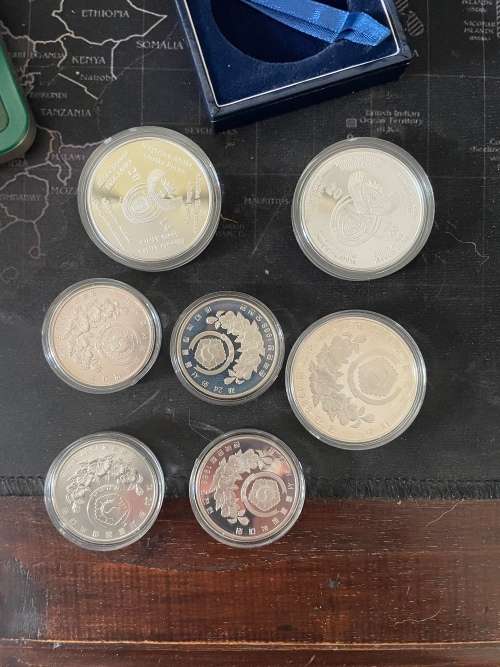 5 Troy ounces of proof silver all 0.925 SA mint, Mandela R50, Korean silver coins
