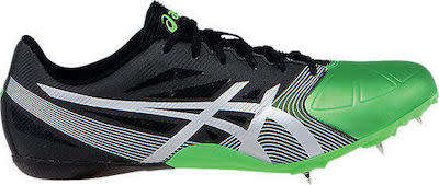 Asics Hypersprint 6 sprint shoe - size UK 3.5 / US 4.5 / EUR 37 (onyx/silver/flash green)