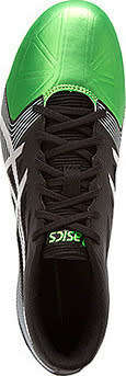 Asics Hypersprint 6 sprint shoe - size UK 3.5 / US 4.5 / EUR 37 (onyx/silver/flash green)