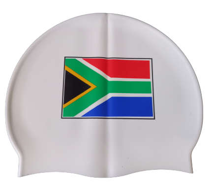 Swim Cap Spurt SA Flag Block - White