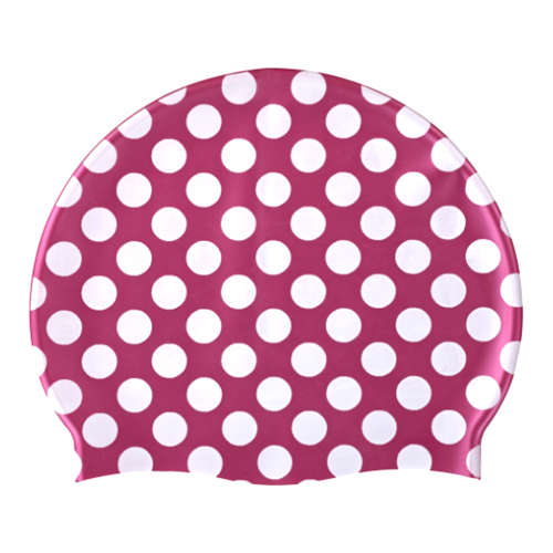 Swim Cap Spurt Fun - White Dots on Pink Background