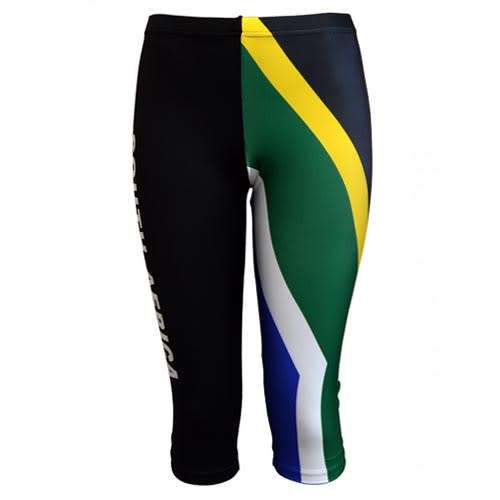 SA Flag / Black Calf Tights - Size Medium (34)
