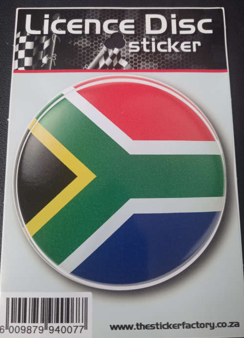 Licence Disc Sticker - SA Flag Round