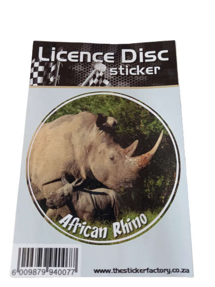 Licence Disc Sticker - African Rhino