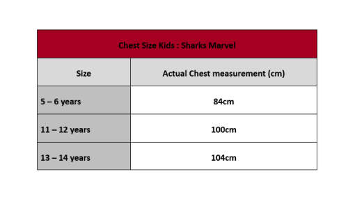 Sharks Kids Marvel Fan Jersey: 5 - 6 years