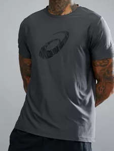 Asics Tee Men`s Graphic Spiral Logo Dark Grey / Black - 2X-Large