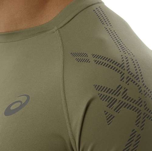 Asics Tee Men`s Stripe Olive - 2X-Large