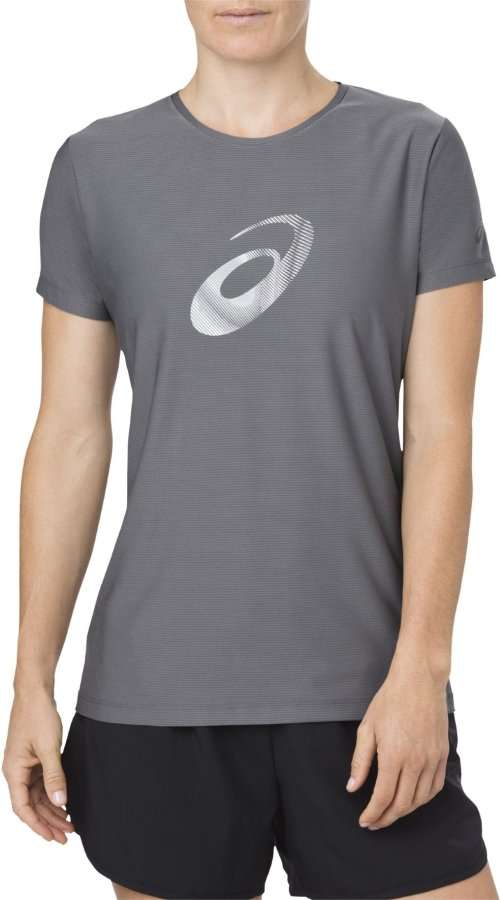 Asics Tee Ladies Graphic Spiral Carbon Grey - X-Large (XL) with FLAW