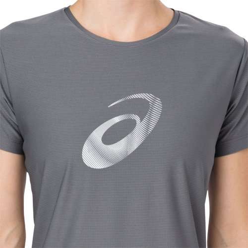 Asics Tee Ladies Graphic Spiral Carbon Grey - X-Large (XL) with FLAW