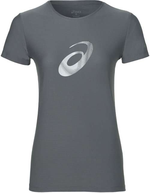 Asics Tee Ladies Graphic Spiral Carbon Grey - X-Large (XL) with FLAW