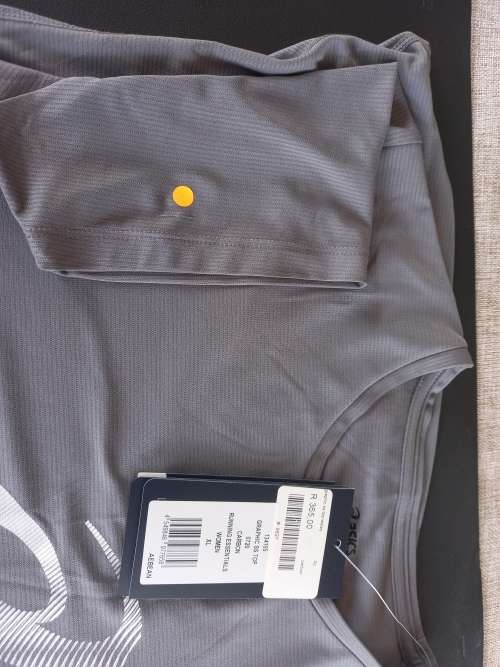 Asics Tee Ladies Graphic Spiral Carbon Grey - X-Large (XL) with FLAW