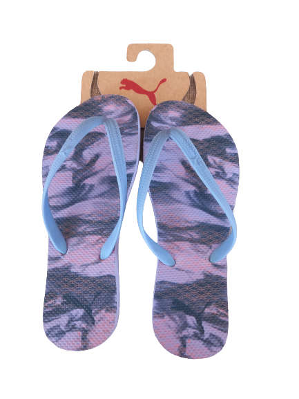 Puma sandals ladies first flip blue/purple/ peach - size UK4