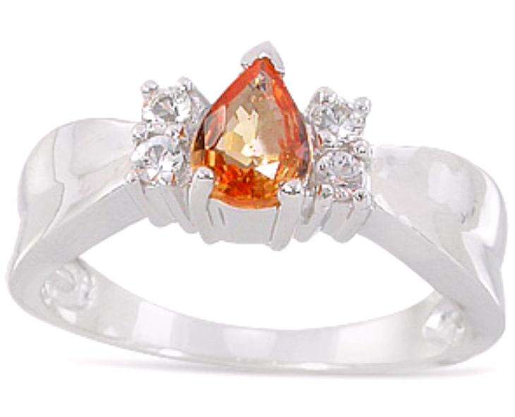 Genuine  Ceylon Sapphire & White Sapphire Ring in Solid White Gold