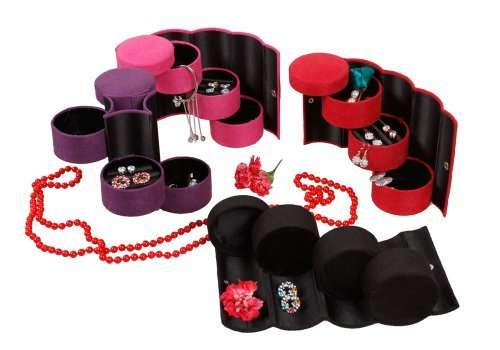 Cylindrical Jewelry Box / Jewelry Organizer for Travel Assorted colors will be shipped.