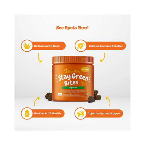 Zesty Paws Stay Green Bites for Dogs  Grass Burn Soft Chews for Lawn Spots Caused by Dog Urine