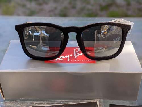 Ray Ban - CHRIS VELVET with Grey Mirror lenses - RB4187F 60756G 54-18 - FLOCK BLACK 54mm - NEW