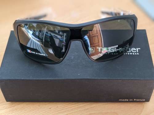 TAG Heuer Men`s Polarized 9224 304 Racer 2 Black Full Rim Wrap Around Green Lens Sunglasses