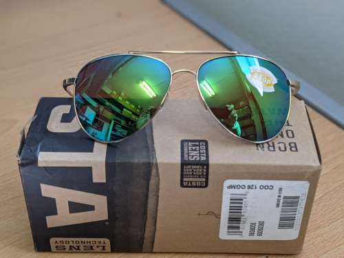 Costa Del Mar Men`s Cook Polarized Aviator Sunglasses, Gold/Green Mirrored Polarized-580G, 60 mm