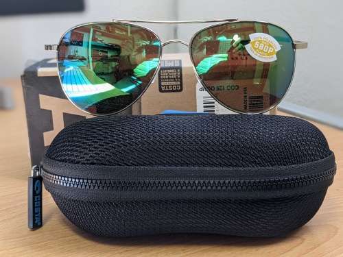 Costa Del Mar Men`s Cook Polarized Aviator Sunglasses, Gold/Green Mirrored Polarized-580G, 60 mm