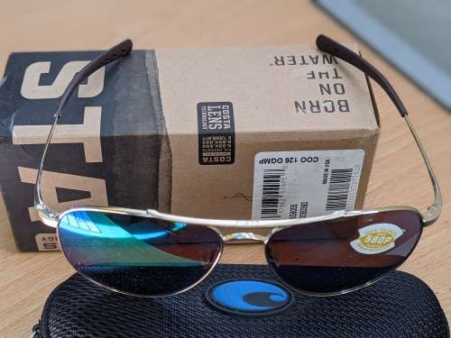 Costa Del Mar Men`s Cook Polarized Aviator Sunglasses, Gold/Green Mirrored Polarized-580G, 60 mm