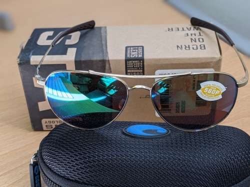 Costa Del Mar Men`s Cook Polarized Aviator Sunglasses, Gold/Green Mirrored Polarized-580G, 60 mm