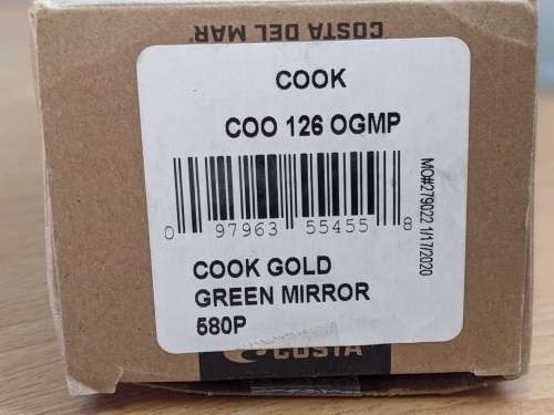 Costa Del Mar Men`s Cook Polarized Aviator Sunglasses, Gold/Green Mirrored Polarized-580G, 60 mm