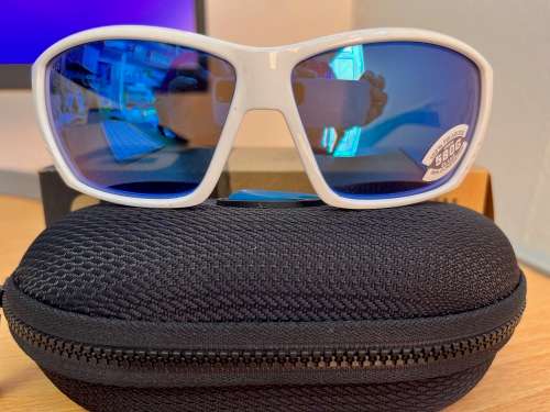 Costa del Mar - Tuna Alley - White with blue mirror 580g Lens